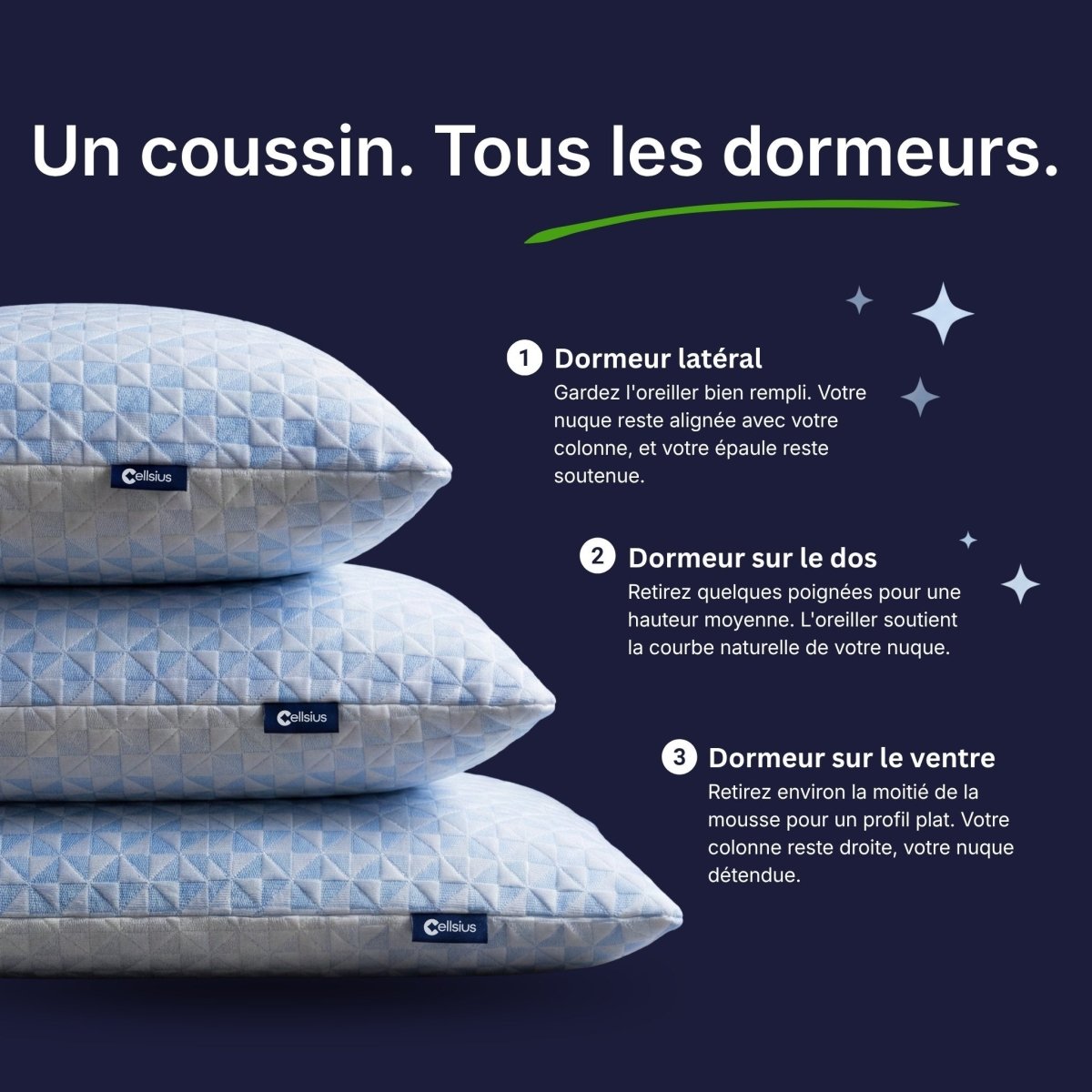 Oreiller Original Cellsius - Le premier oreiller qui s'adapte à votre corps